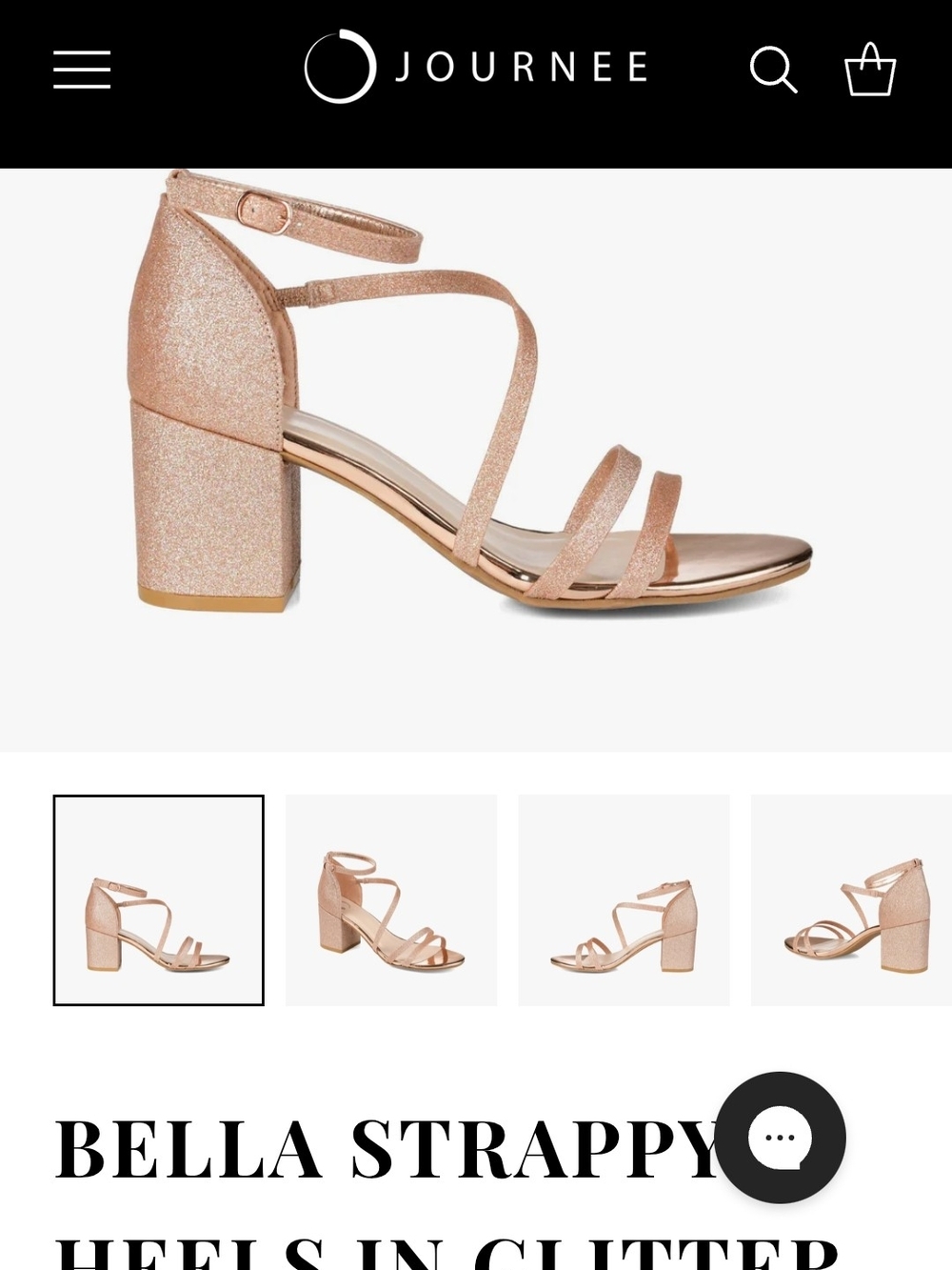 Journee Collection Bella Strappy Block Heels in Rose Gold Glitter